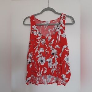 Love Fire Red Sleeveless Floral Tank Top